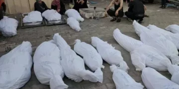 Deretan jenazah korban serangan Israel di Gaza