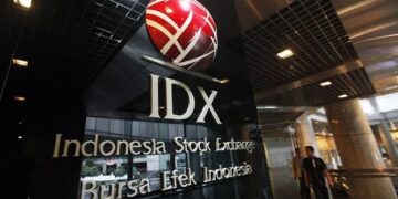 Logo Bursa Efek Indonesia (IDX) di gedung Bursa Efek Indonesia, Jakarta