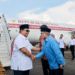 Presiden Prabowo Subianto tiba di Pangkalan Udara Paya Lebar Singapura disambut pejabat setempat, 9 Agustus 2025
