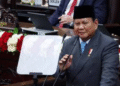 Presiden RI Prabowo Subianto menyampaikan pidato di gedung DPR MPR
