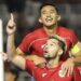 Sandy Henny Walsh dan Rizky Ridho Ramadhani selebrasi gol Timnas Indonesia vs Taiwan