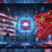 Ilustrasi persaingan chip AI antara Amerika Serikat dan China