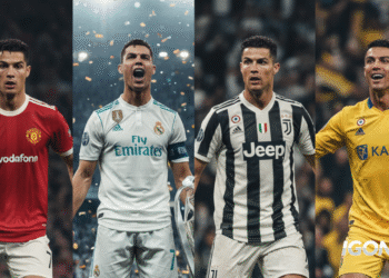 Cristiano Ronaldo mencetak 100 gol di empat klub berbeda: Manchester United, Real Madrid, Juventus, dan Al-Nassr